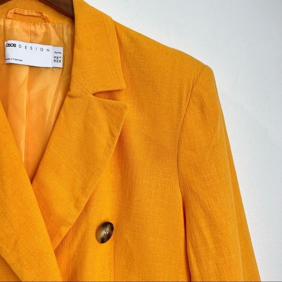 ASOS Design Double Breasted Linen Blend Blazer Jacket Size 6P - Picture 6 of 8